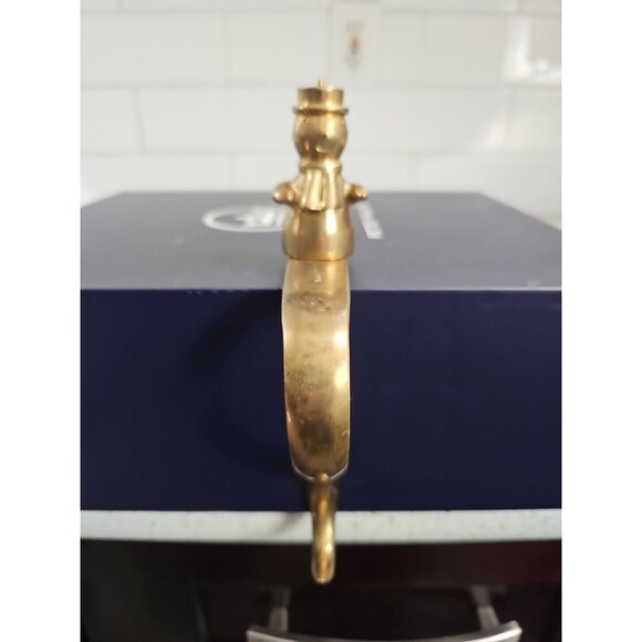 Solid Brass Christmas Stocking Hanger Snowman Vintage - Picture 2 of 5